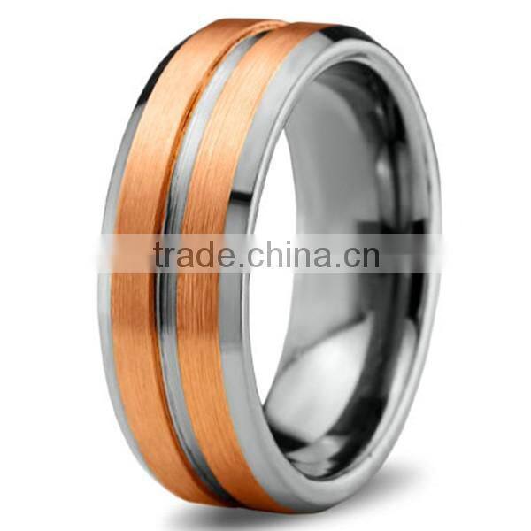 8MM Tungsten Carbide Ring, 18K Rose Gold Brushed Tungsten Carbide Ring, Fashion Tungsten Wedding Band Ring