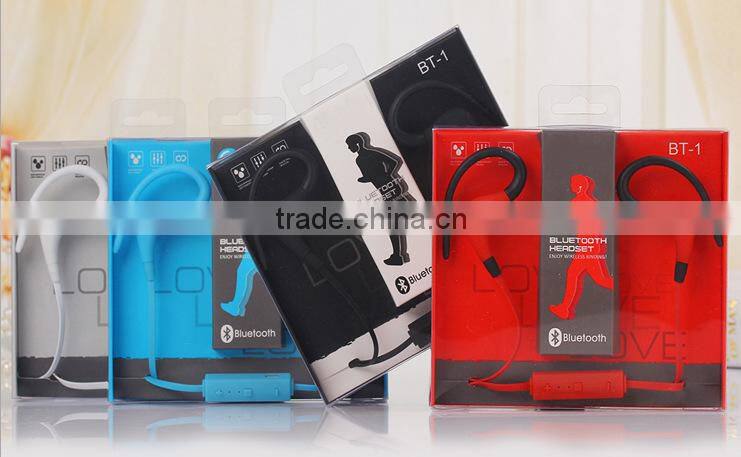 2016 Sports Wireless Handfree Stereo Headset Headphone bluetooth BT-1 for iphones