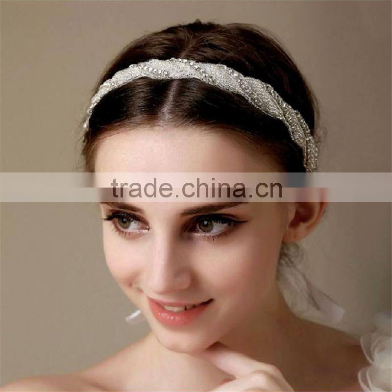 MYLOVE handmade beads headband with ribbon bridal hairbands MLH26