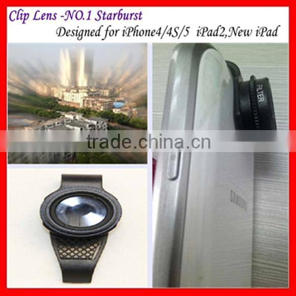 Starburst lens with clip for iphone4/4s/5/ipad2/new ipad/smartphone special effect lens