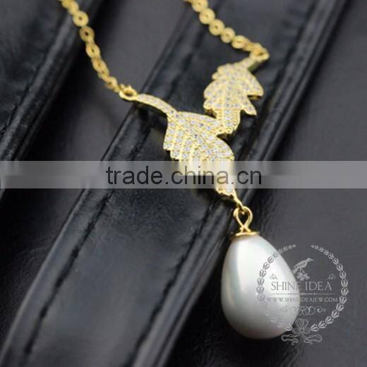 925 sterling silver spring leaf with pearl creative pendant necklace fashion women necklace jewelry 6360461