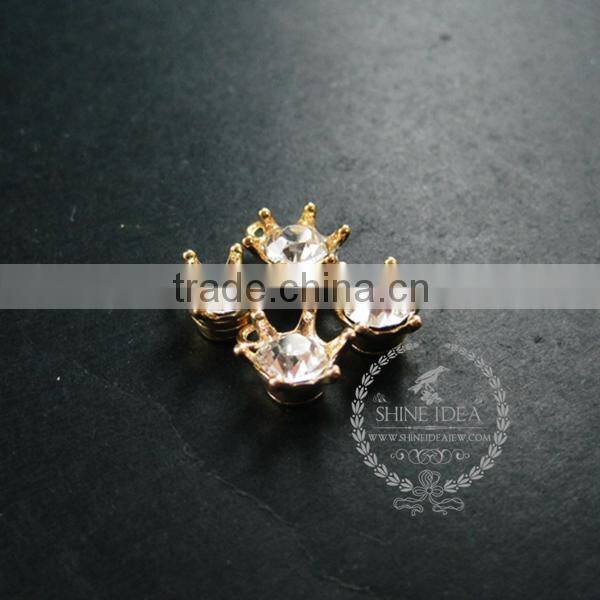 18mm gold plated brass zircon imperial crown pendant charm DIY supplies findings 1800148