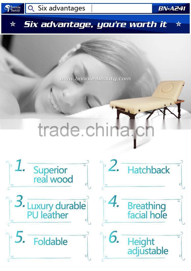 BonnieBeauty beige three folding beauty massage bed made in China