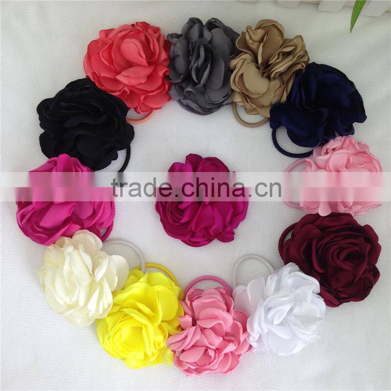 4inch High Quality Hair Flowers with Elastic Hairband for Pony Tail Holder Kids Hairband Children Headwear Baby Accessories