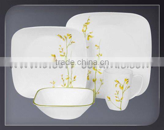 20pcs Square Shape White Dinnerware Service Sets Ceramic
