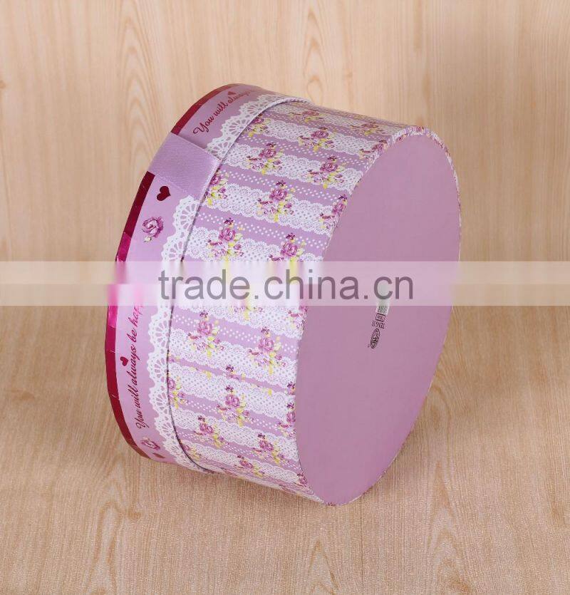 Round Shape Package Cardboard Hat Box With Ribbon