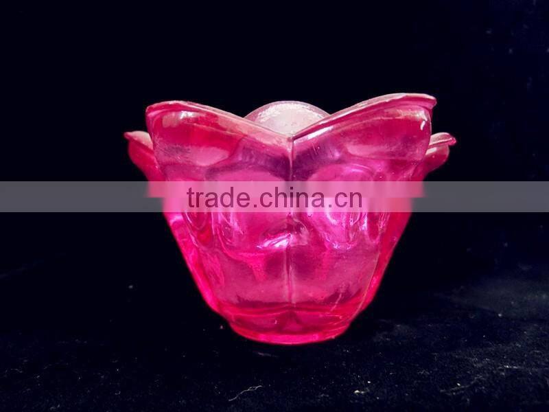 candle holder/unique shaped colored glass empty wax container jar