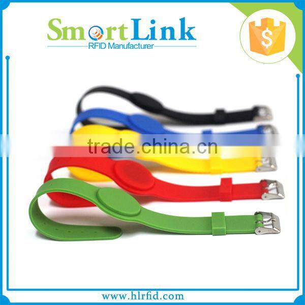 cheap RFID contactless smart silicone wristband,13.56 MHz S50 1K chip bracelet,customzied logo printing