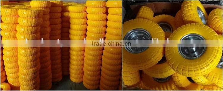 top quality competitive price yellow color flat free 13x4 pu foam tyre 4.00-6