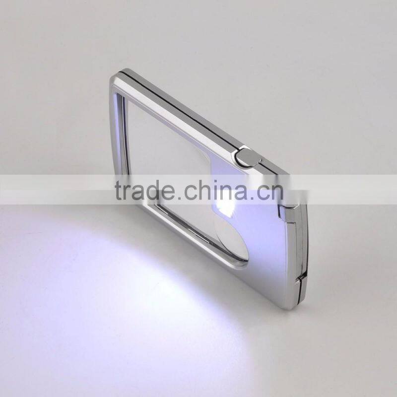 Credit Card 88*57*9mm Led Magnifier loupe with light Leather Case Brand New magnifying glass lupa lupa com luz lupa deaumento