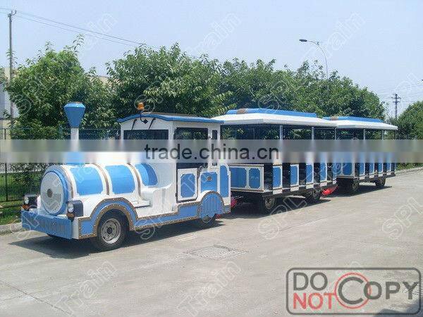 Diesel road train, Trackless train for kids, amusement park equipment, cartoon train for children