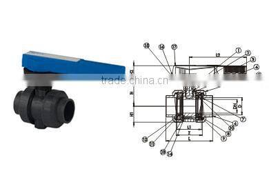 U-PVC True Uinon Ball Valve For Acid Position Regulated