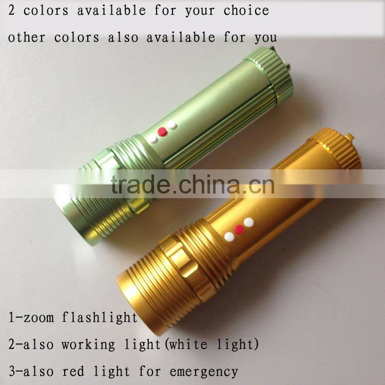 multi-function led working light rechargeable flashlight zoom tactical flashlight