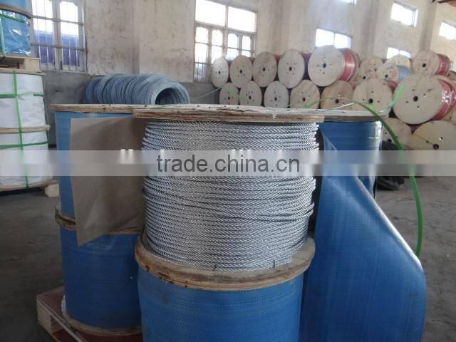 Factory CE 6mm heavy duty 7*7 galvanized carbon steel wire rope