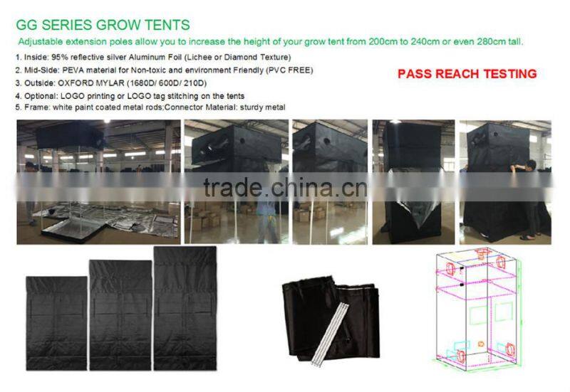1680D grow tent with adjustable extension poles