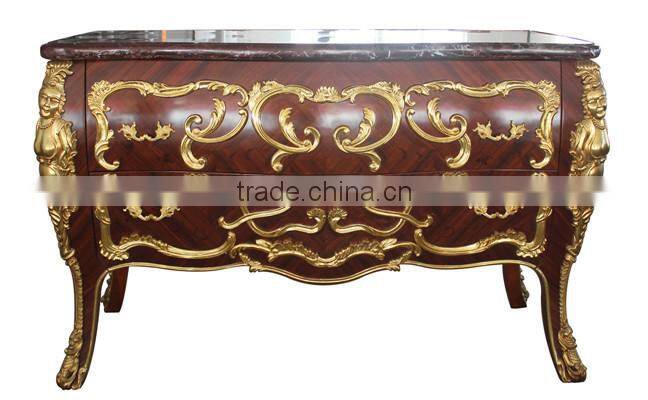 Exquisite Carved Wooden Side Cabinet/Curio Cabinet, Antique Palace Decorative Console Cabinet For Living Room