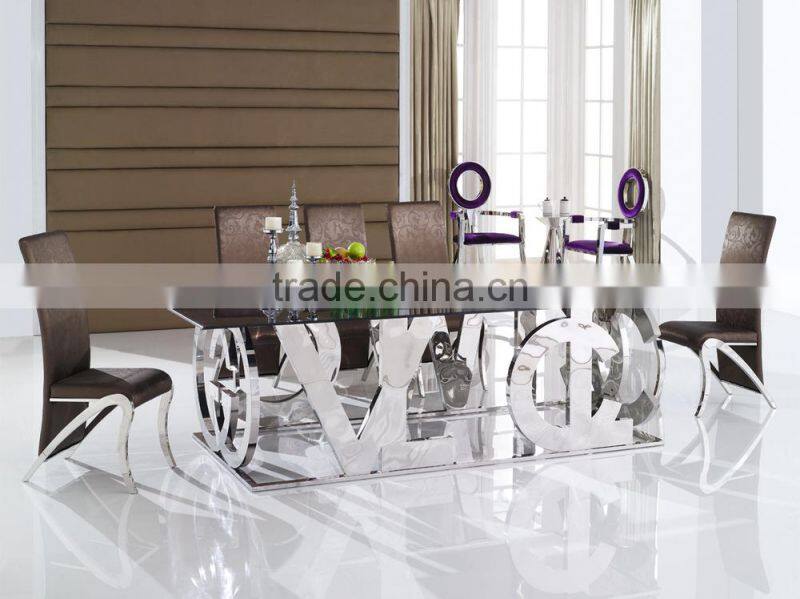 Special Design 304 Stainless Steel Dining Room Table With Glass top, Metal Table And Chair