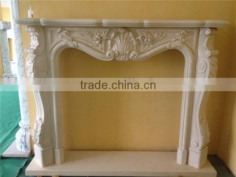 Yellow marble fireplace