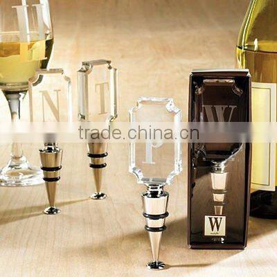 personalized crystal letter engraved wine stopper