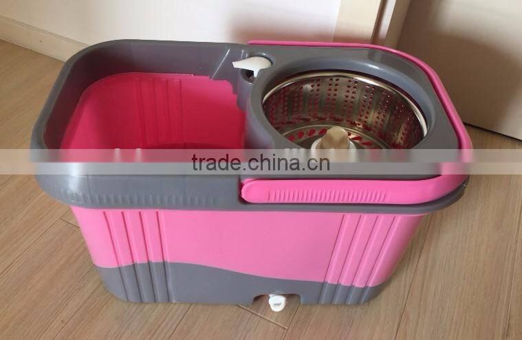 360 Rotation Spin Mop with 2 Mop Heads SS bucket Reusable Mop Heads