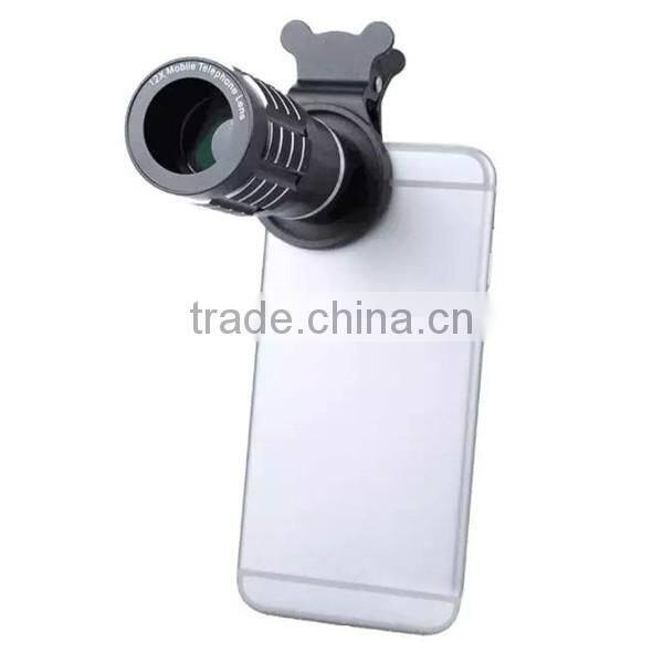 2016 New mobile phone universal clip camera lens , 12x zoom telescope lens for iPhone