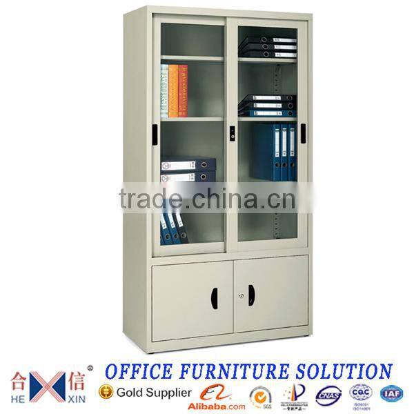 Chinese Factory Knocked-down Steel Sliding Glass Door Bookcase