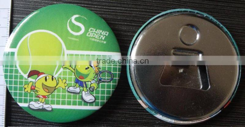 Customized logo metal button badge fridge magnet with bottle opener