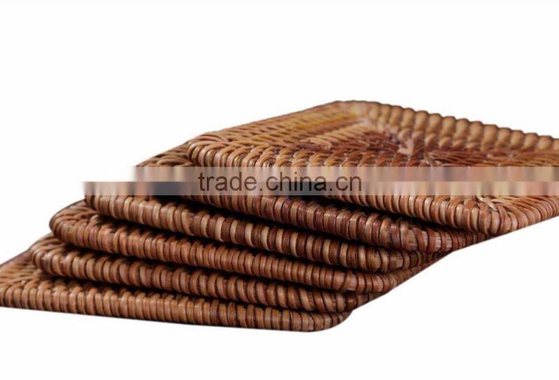 Square Rattan Coasters with Holder / rattan coasters rattan platemat