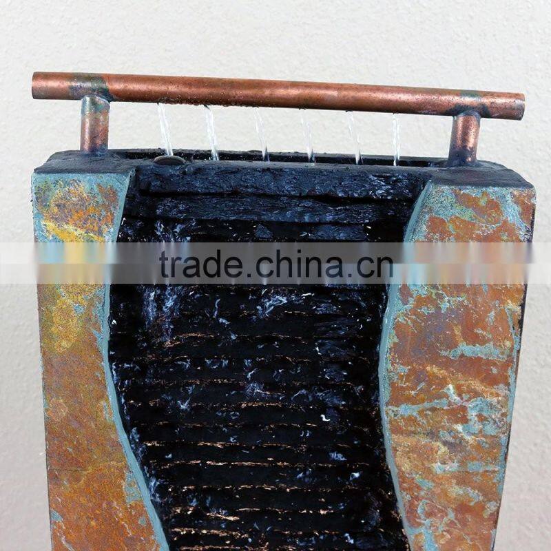 Bending Slate Tabletop Water Fountain with LED Light