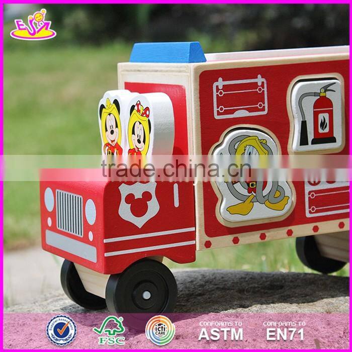 2017 New design cartoon wooden car toys for kids W04A287