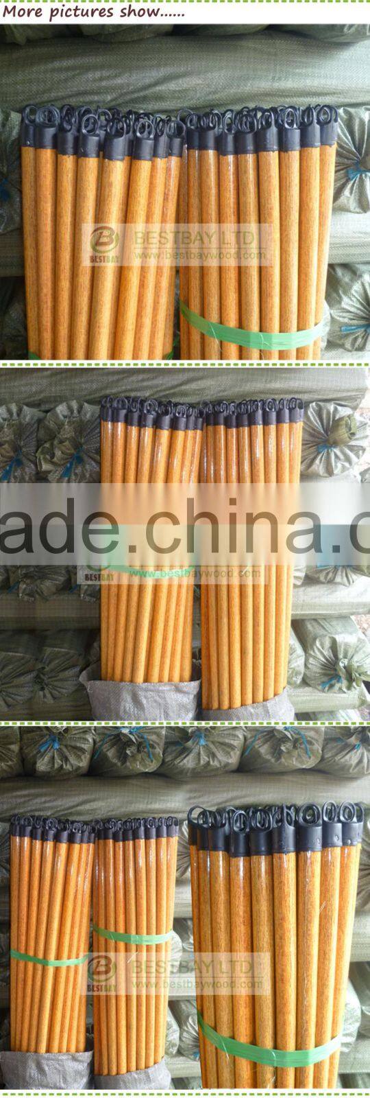 120*2.2 cm PVC coated wooden broom handle with Italian thread/long handle cleaning brush