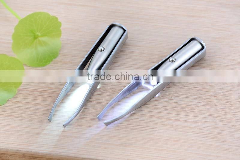2016 new arrival LED lighted eyebrow tweezers BZS02