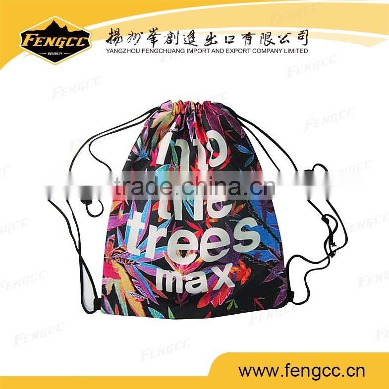 Top sale Full color print beautiful shopping bag sport polyester drawstring bag