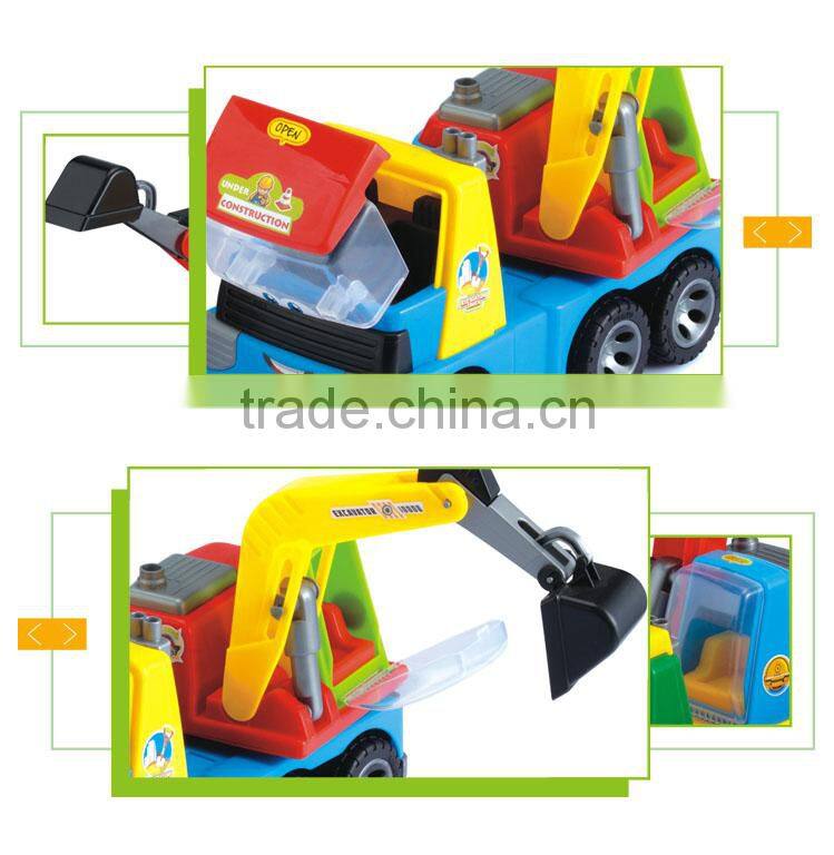 Most popular cartoon plastic friction inertia mini toy excavator