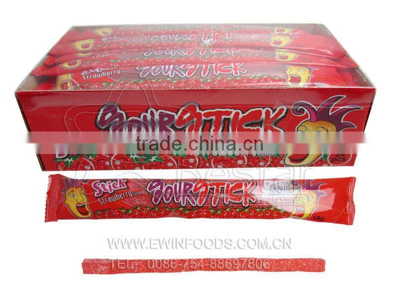 Fruity Flavor Sour Stick Gummy Candy With Powder