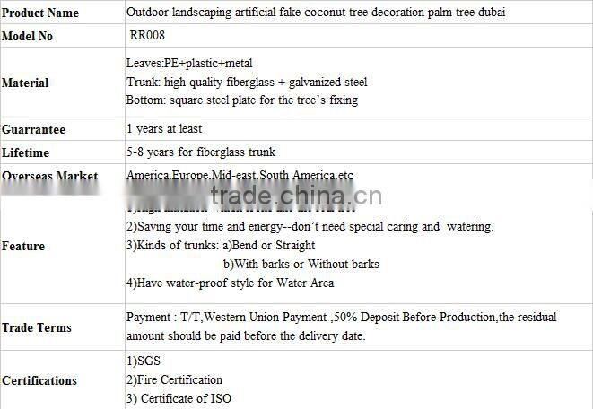 Hot sale Outdoor landscaping artificial fake coconut tree decoration palm tree dubai