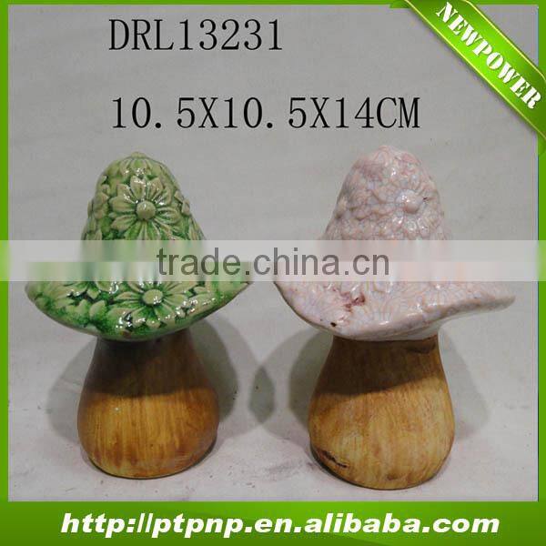 Small ceramic mushroom for garden ornament