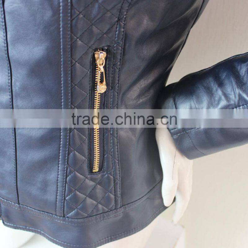 2017 fashion design leather jacket for women