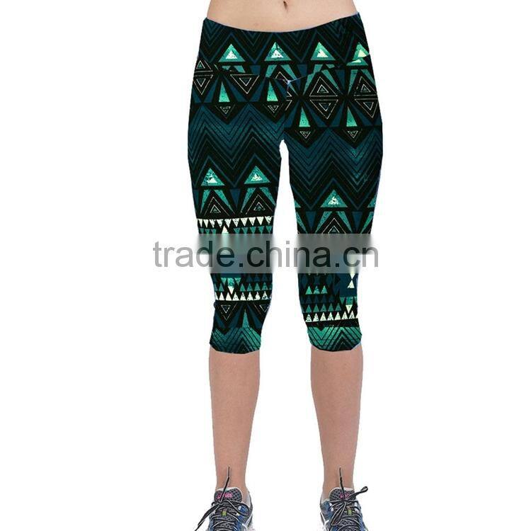 Custom printed ladies workout legging,yoga active wear women capri pants