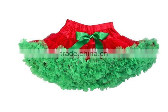Wholesale Christmas PettiSkirts elastic waistband skirts Girls chiffon skirts red and green skirts Boutique Fluffy Pettiskirt