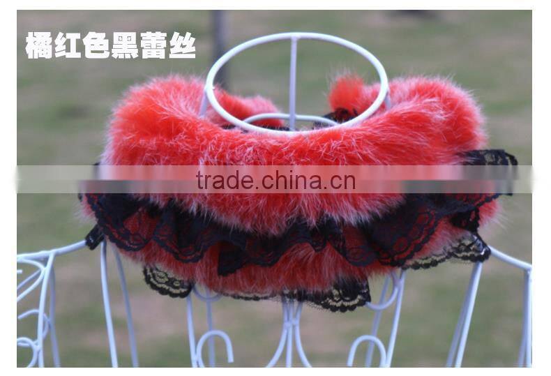 Lace real Fur Collar Scarf Coat Warm Wrap Fake Neck Ring Winter Fox Rabbit Fur Cape Clothing Accessory Shawl Scarves