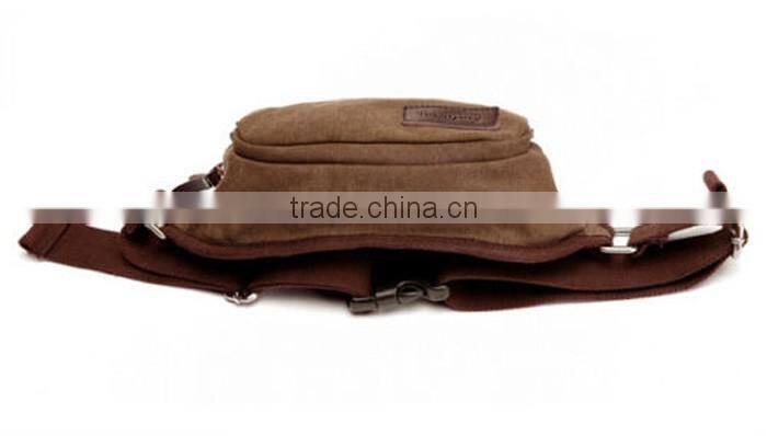 Fashion men brown sport elastic waterproof leather waist bag