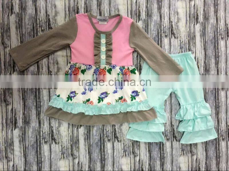 2017 wholesale fall winter boutique clothing giggle moon remake outfits girls ruffle pants sets children clothes