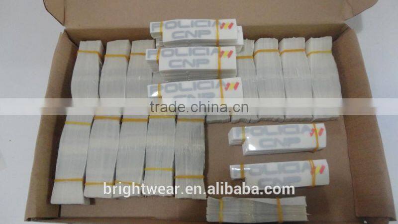 Relfective Policia with blue printing reflective letter be heated on vest for Spain market