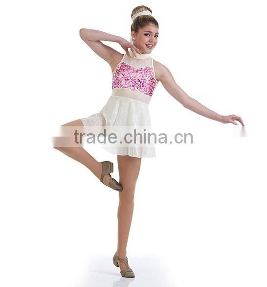 2016 - Girl's white skirts with muticolor sequin lycrial ballet romantic dance tutu dress costumes