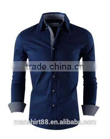 2016 multi color high collar button down slim fit casual shirt for men