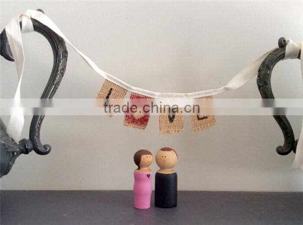 LOVE tiny & shabby hessian Cake Topper Micro Mini Bunting Fun Cupcake Decor