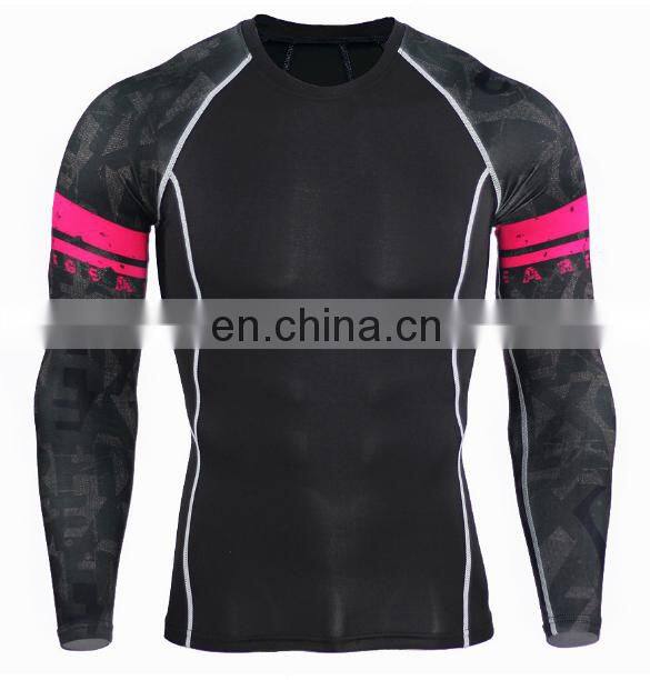 Flat lock seam long sleeve mens compression shirts wear