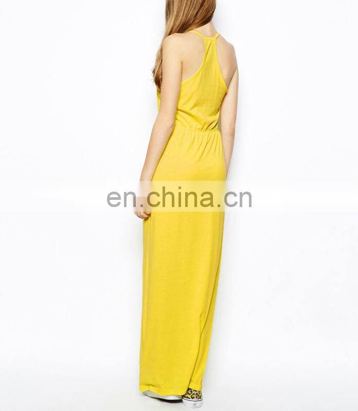 CHEFON Only Jersey yellow maxi dress