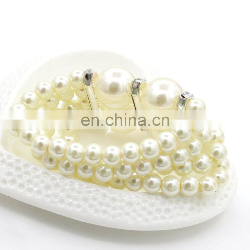 New Design 4 Rows Wedding Jewelry Bracelet Diamond Imitation Pearl Bridal Bracelet